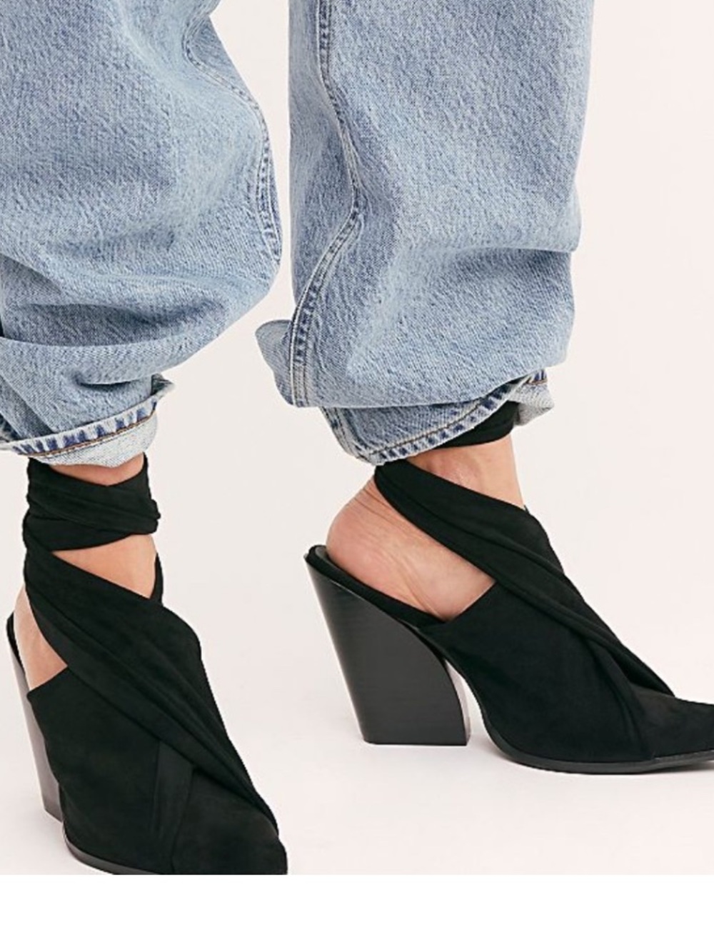 Jeffrey Campbell x Free People Lace Up Black Suede Heels Size 6.5